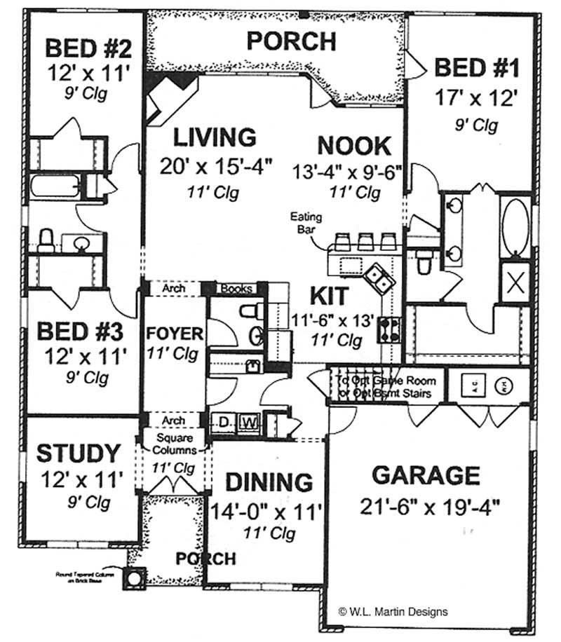 Floor Plan First Story of Ranch Plan #178-1165