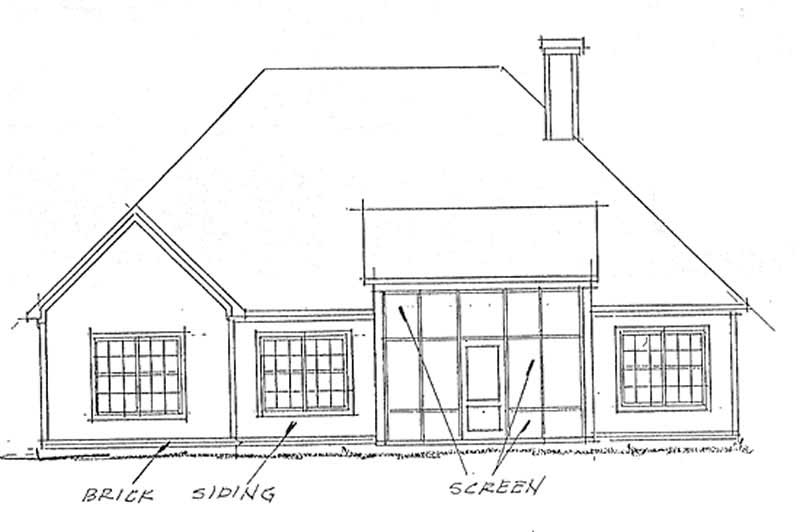 Home Plan Rear Elevation of this 3-Bedroom,1780 Sq Ft Plan -178-1166