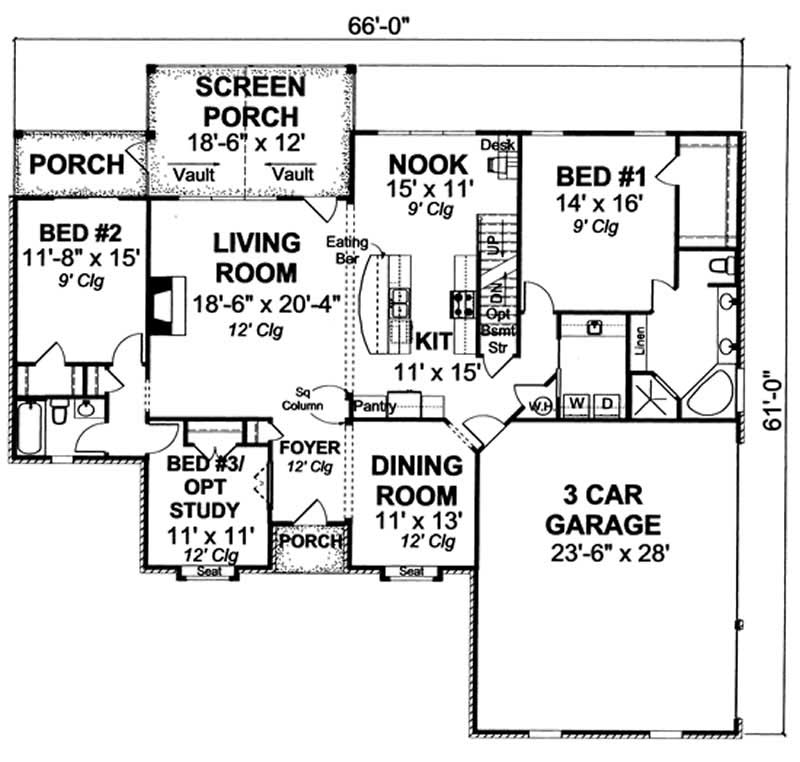 Floor Plan First Story of Country Plan #178-1167