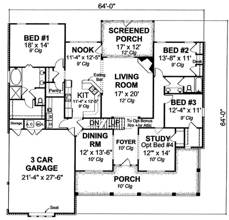 Floor Plan First Story of Country Plan #178-1169