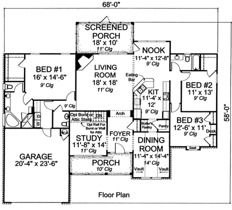Floor Plan First Story of Cape Cod Plan #178-1170