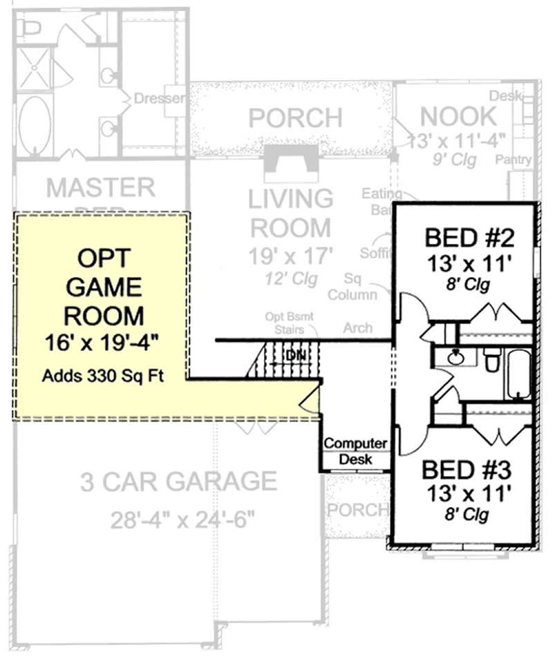 Floor Plan Second Story of Cape Cod Plan #178-1172