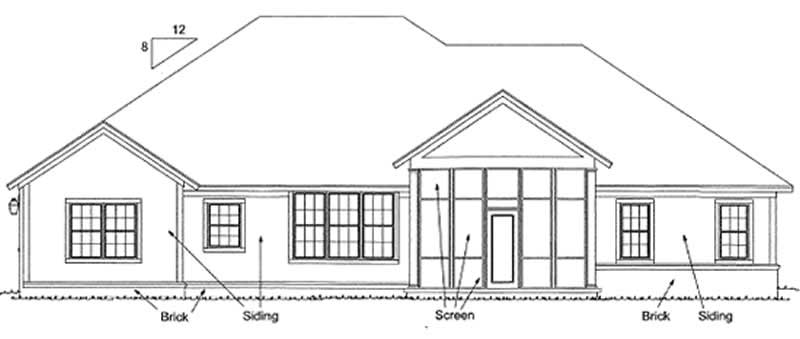 Home Plan Rear Elevation of this 3-Bedroom,2194 Sq Ft Plan -178-1173