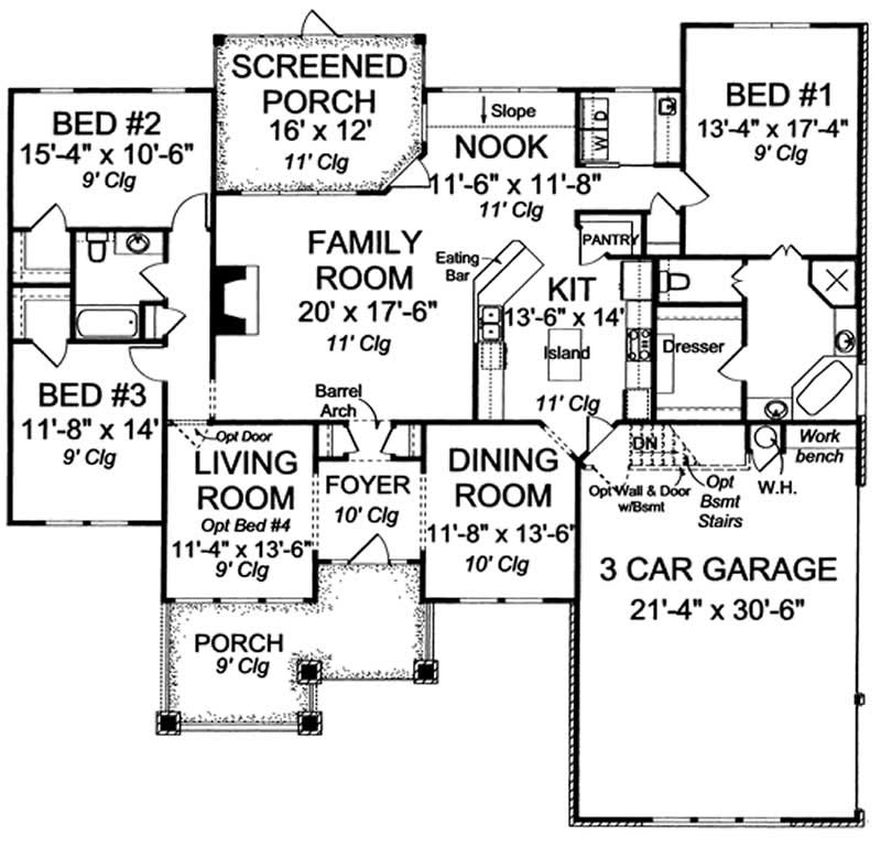 Floor Plan First Story of Country Plan #178-1173