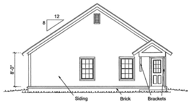 Home Plan Rear Elevation of this 3-Bedroom,1260 Sq Ft Plan -178-1174