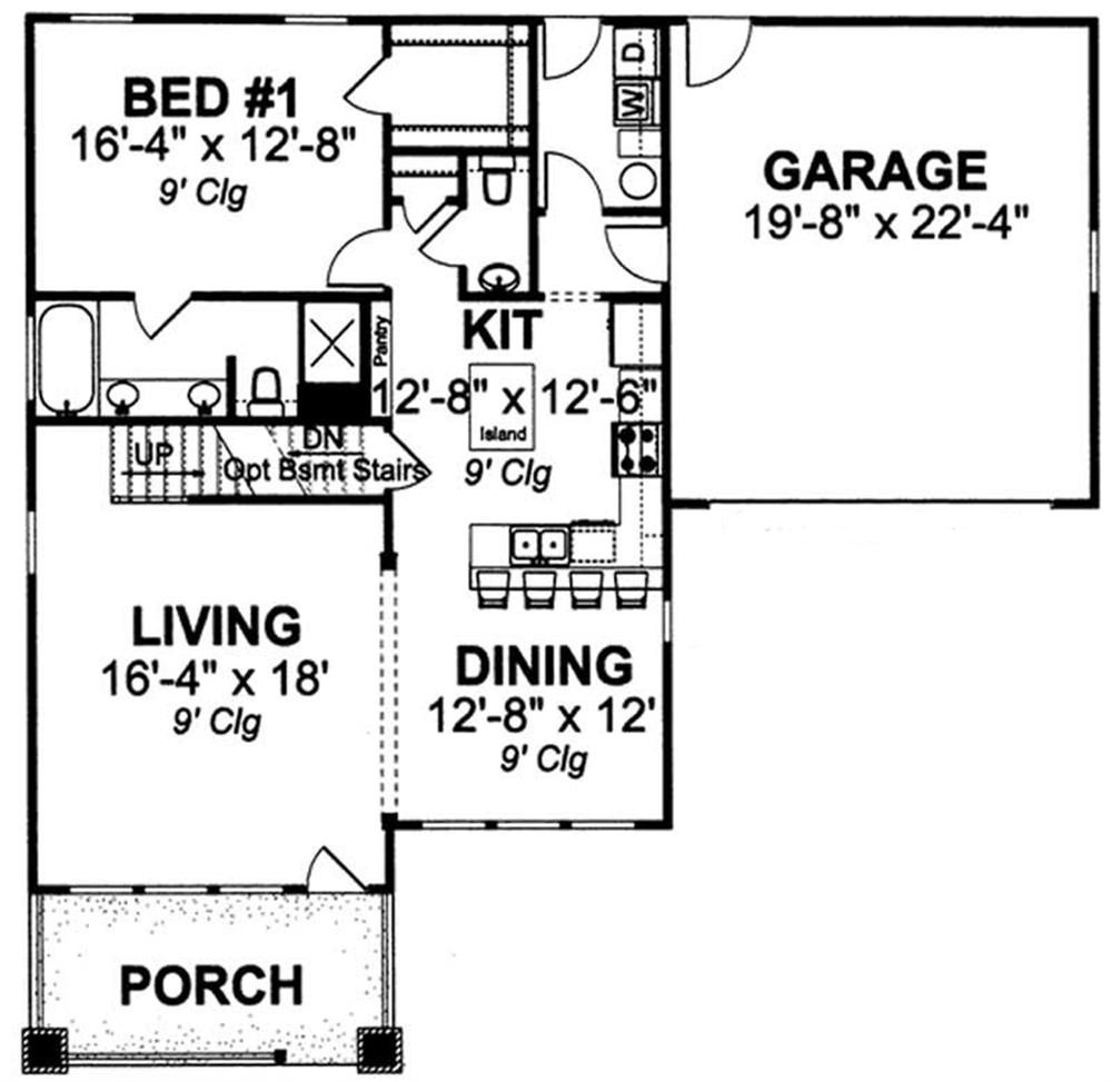 Floor Plan First Story of Bungalow Plan #178-1176