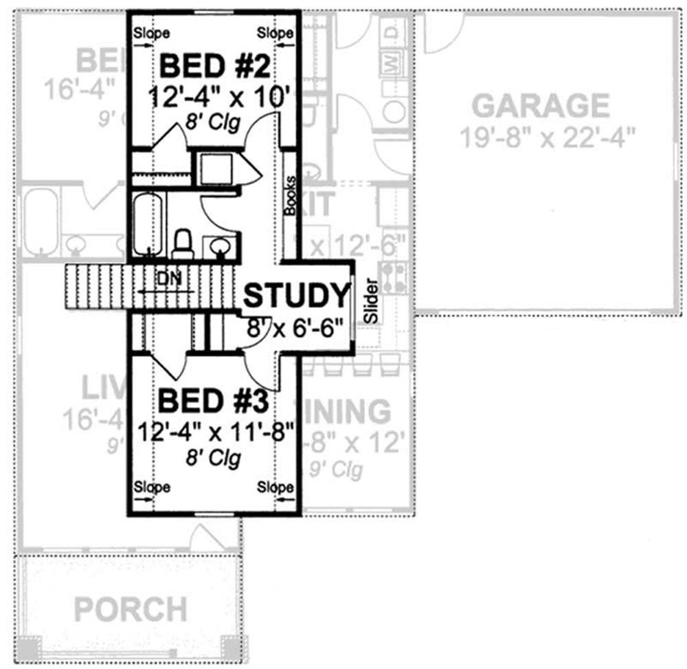 Floor Plan Second Story of Bungalow Plan #178-1176