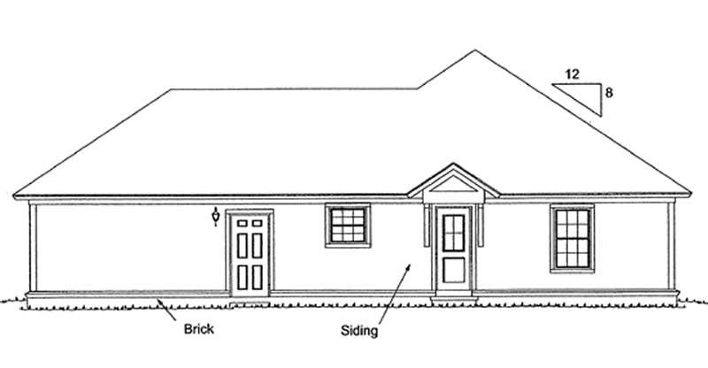 Home Plan Rear Elevation of this 3-Bedroom,1376 Sq Ft Plan -178-1177