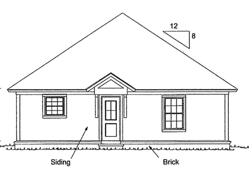 Home Plan Rear Elevation of this 3-Bedroom,1376 Sq Ft Plan -178-1178