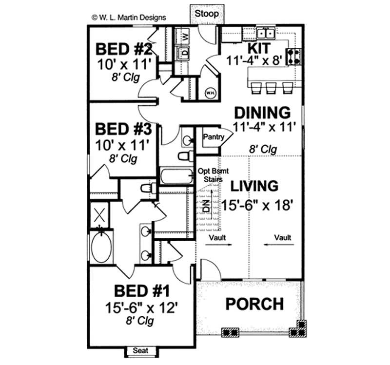 Floor Plan First Story of Cape Cod Plan #178-1178