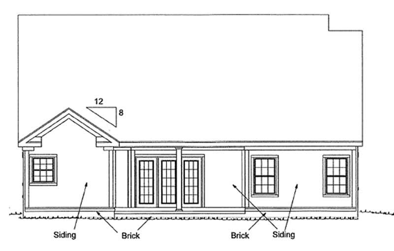 Home Plan Rear Elevation of this 2-Bedroom,1645 Sq Ft Plan -178-1180