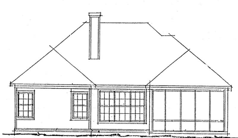 Home Plan Rear Elevation of this 2-Bedroom,1274 Sq Ft Plan -178-1181