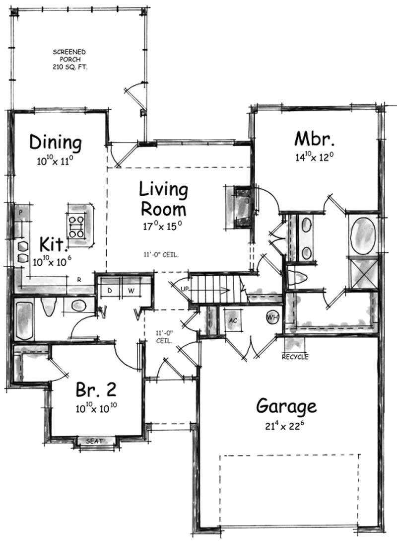 Floor Plan First Story of Ranch Plan #178-1181