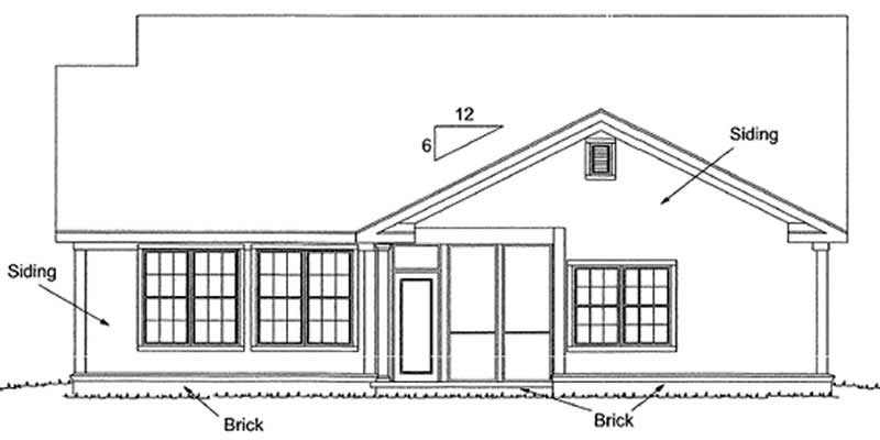 Home Plan Rear Elevation of this 3-Bedroom,1812 Sq Ft Plan -178-1182