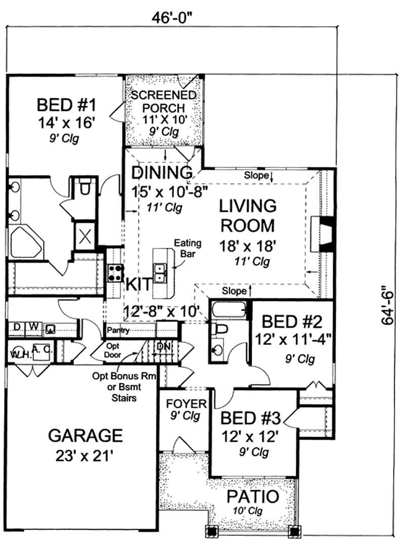 Floor Plan First Story of Country Plan #178-1182