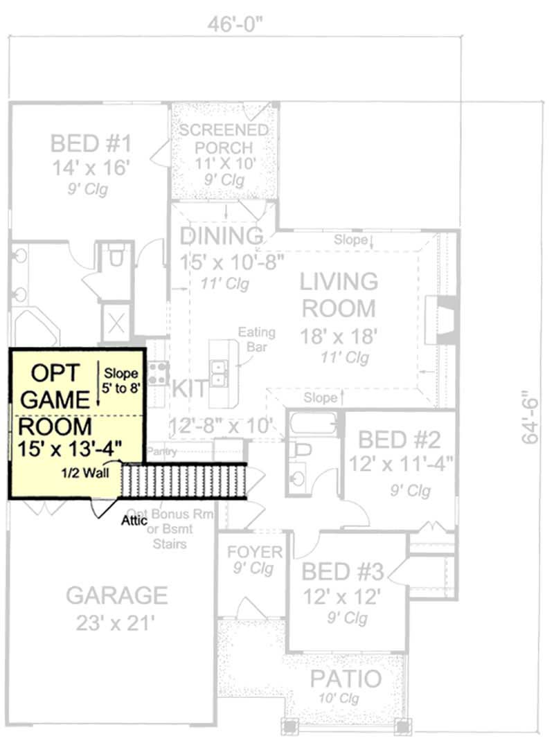 Floor Plan Bonus Room of Country Plan #178-1182