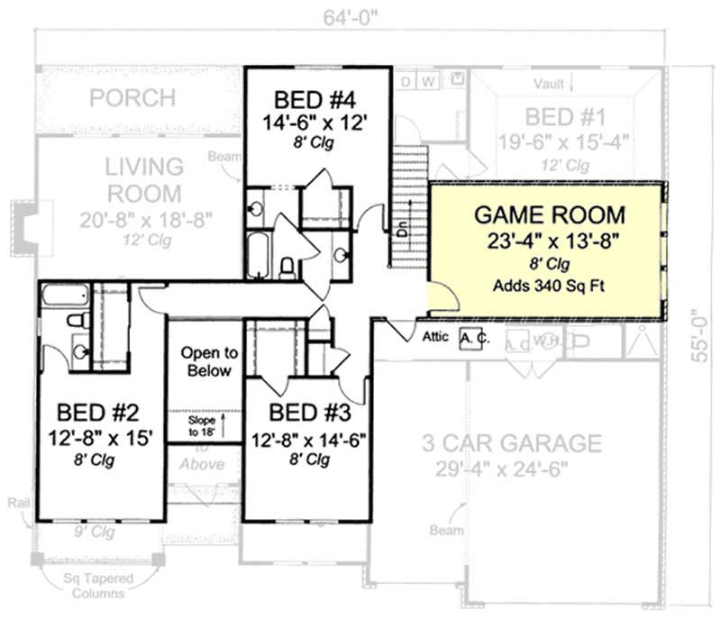 Floor Plan Second Story of Luxury Plan #178-1183