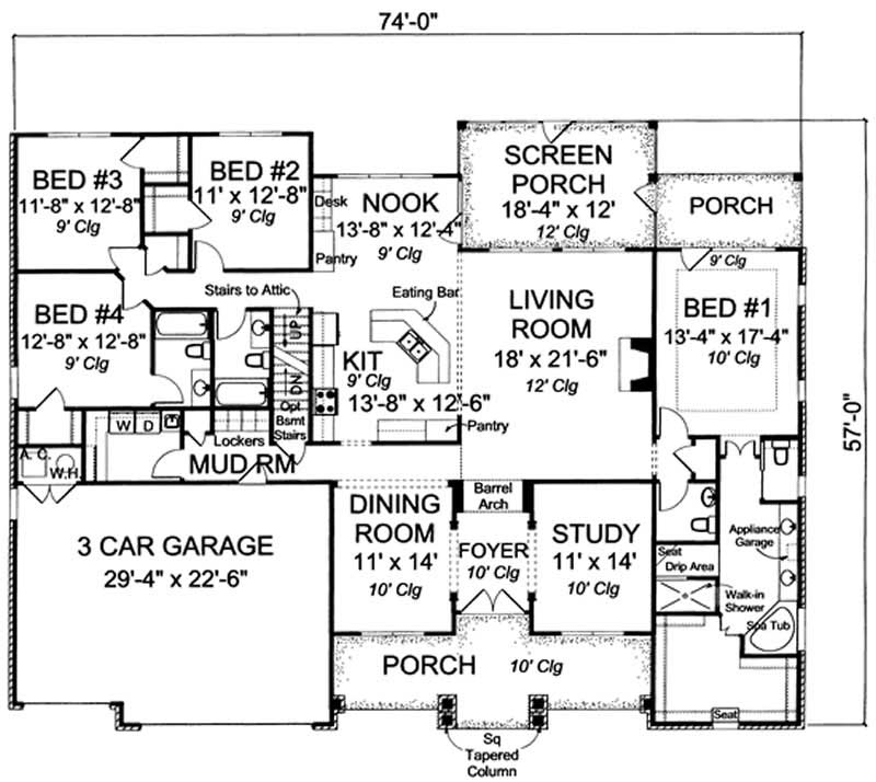 Floor Plan First Story of Country Plan #178-1184
