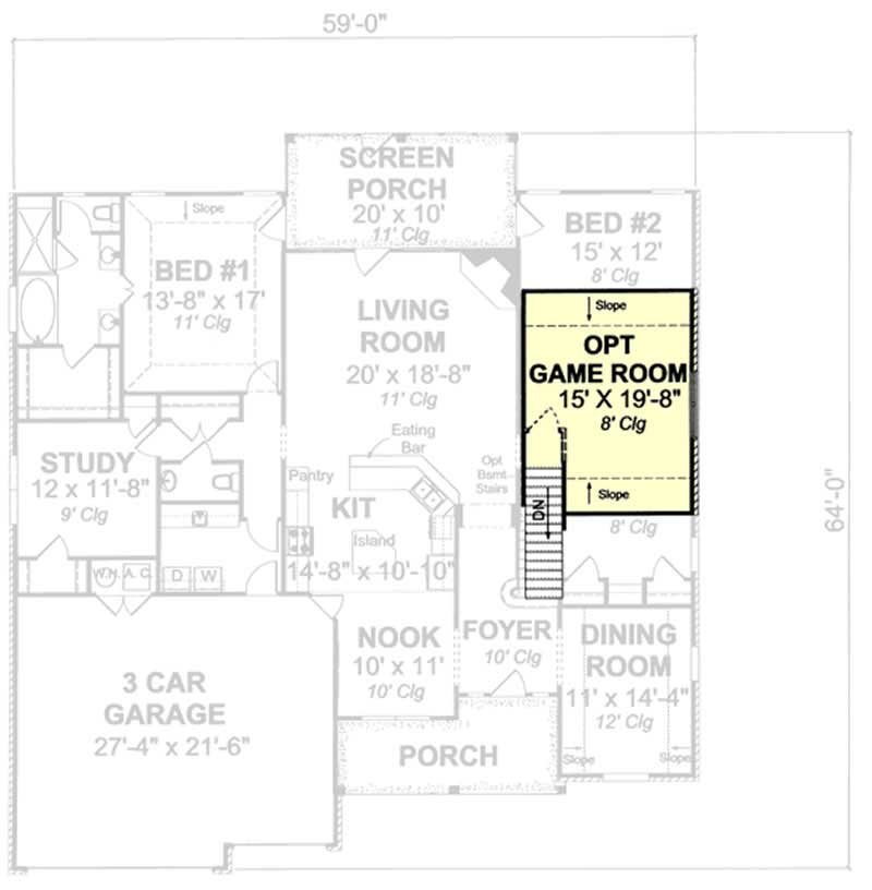 Floor Plan Bonus Room of Country Plan #178-1185