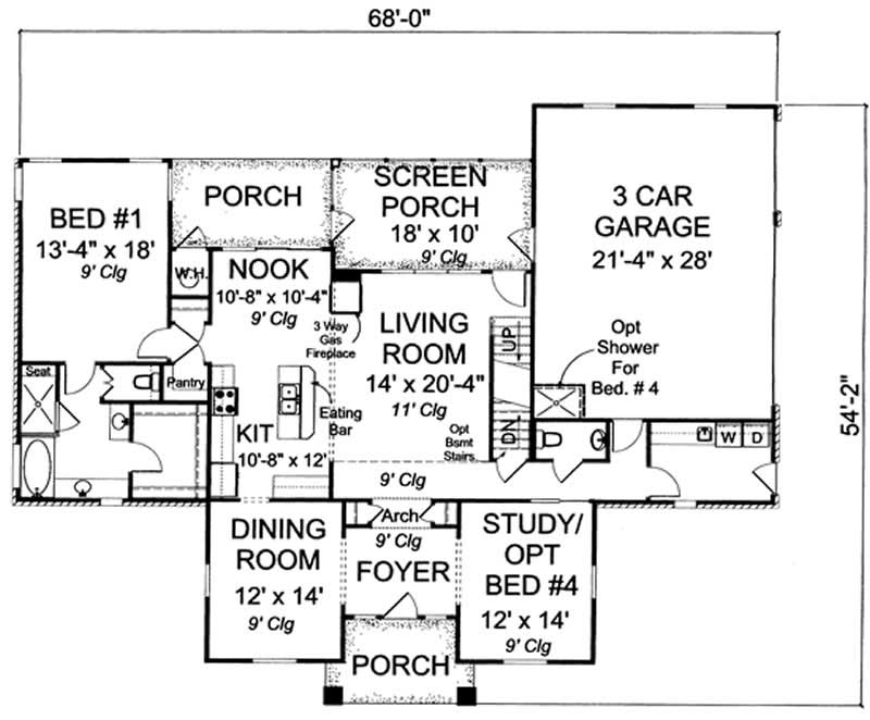 Floor Plan First Story of Country Plan #178-1186