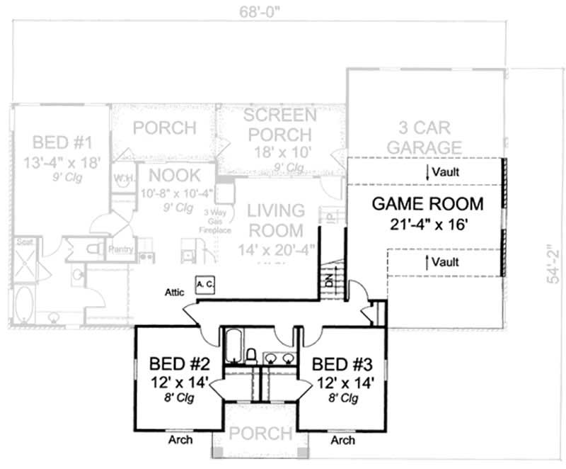 Floor Plan Second Story of Country Plan #178-1186