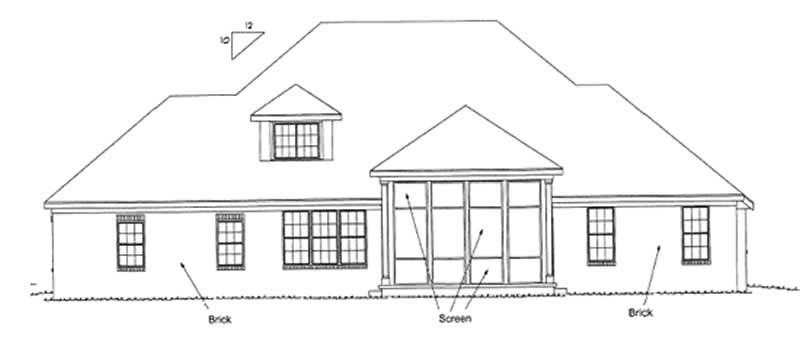 Home Plan Rear Elevation of this 3-Bedroom,2665 Sq Ft Plan -178-1187