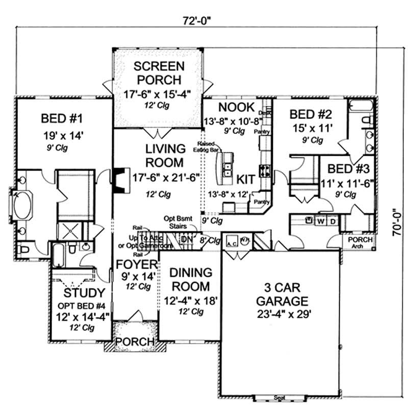 Floor Plan First Story of Ranch Plan #178-1187