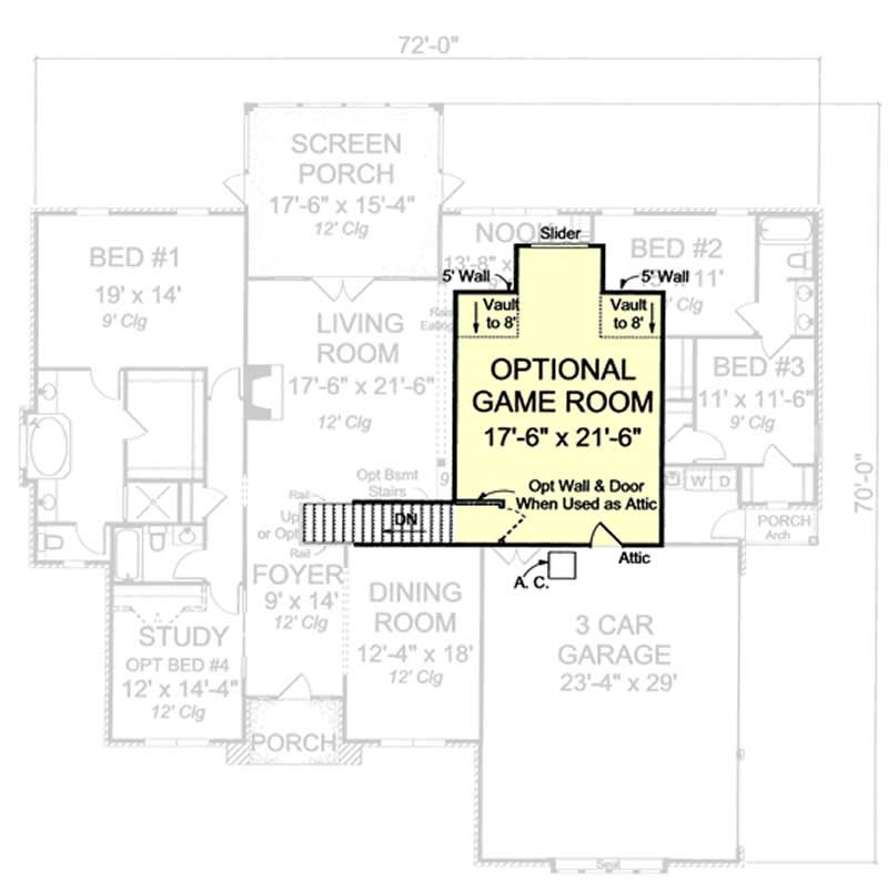 Floor Plan Bonus Room of Ranch Plan #178-1187