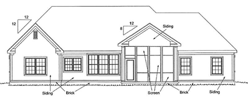 Home Plan Rear Elevation of this 4-Bedroom,2017 Sq Ft Plan -178-1188