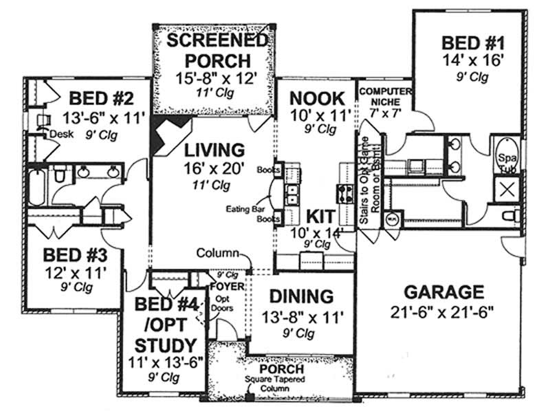 Floor Plan First Story of Cape Cod Plan #178-1188