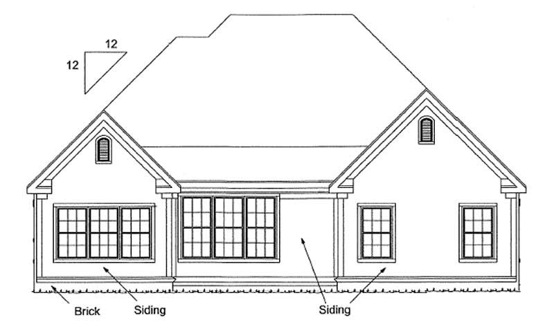 Home Plan Rear Elevation of this 3-Bedroom,1732 Sq Ft Plan -178-1189
