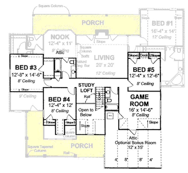 Floor Plan Second Story of Cape Cod Plan #178-1191