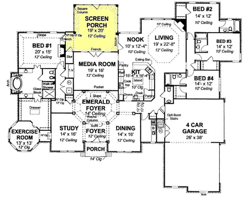 Floor Plan First Story of Country Plan #178-1192