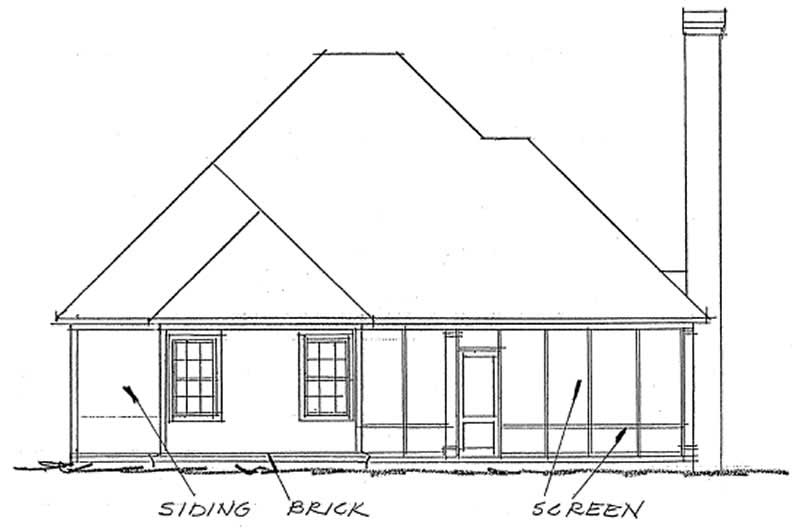 Home Plan Rear Elevation of this 2-Bedroom,1425 Sq Ft Plan -178-1195