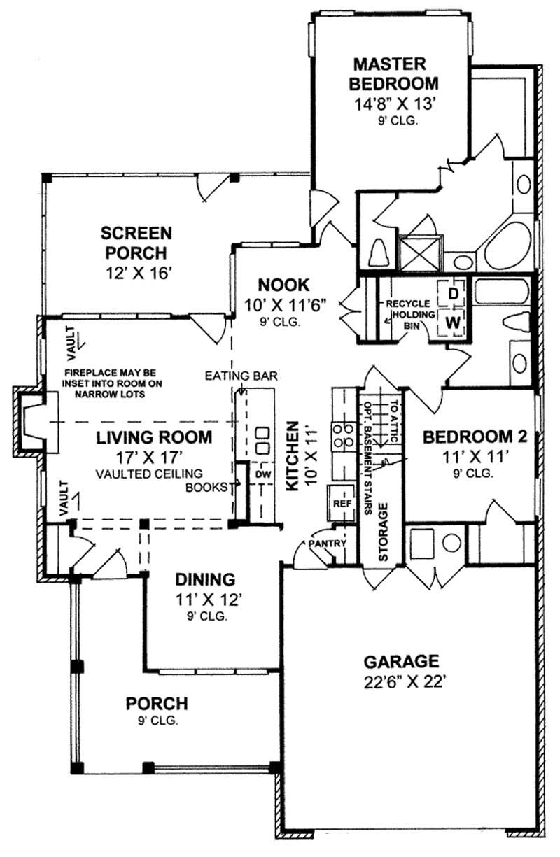 Floor Plan First Story of Country Plan #178-1195