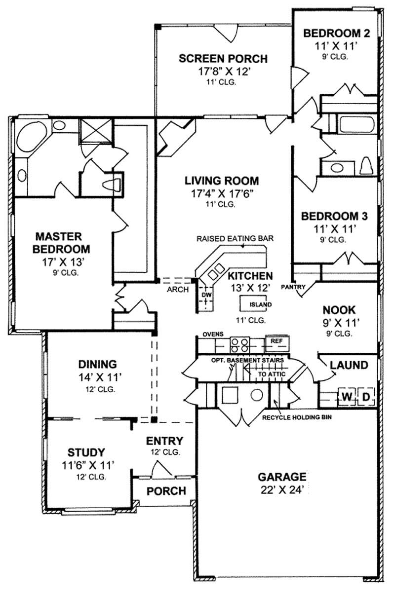 Floor Plan First Story of Ranch Plan #178-1198