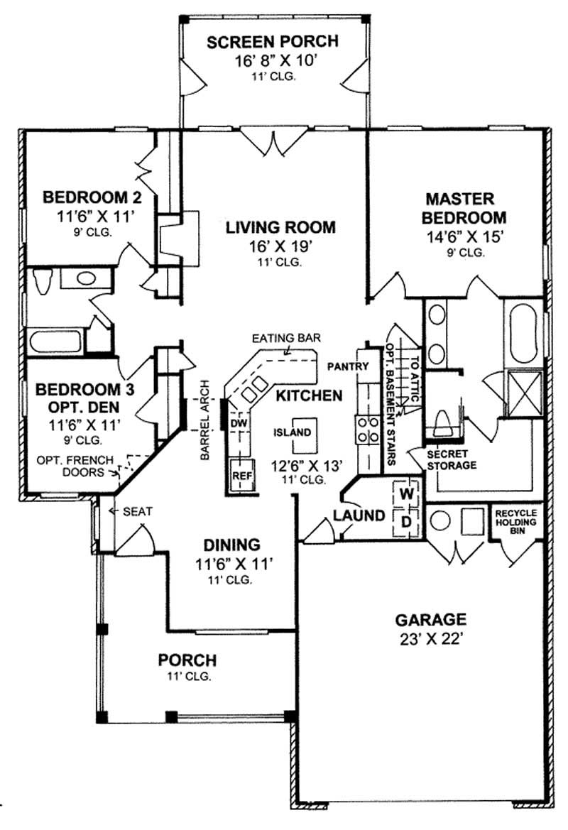 Floor Plan First Story of Cape Cod Plan #178-1199