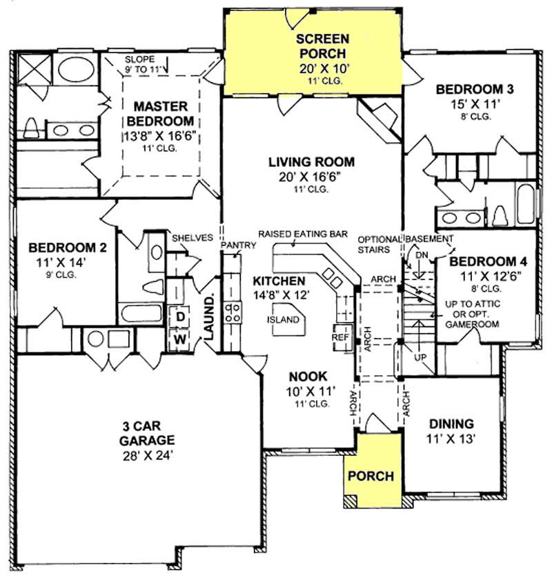 Floor Plan First Story of Cape Cod Plan #178-1201