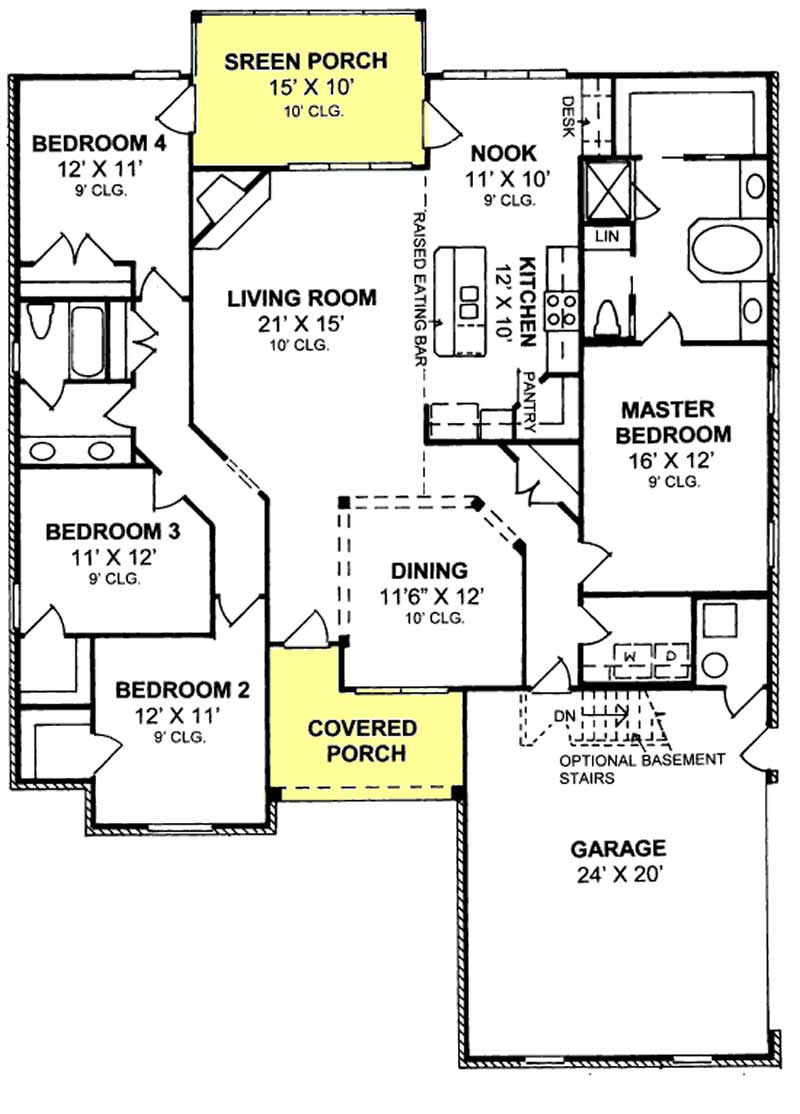 Floor Plan First Story of Ranch Plan #178-1203