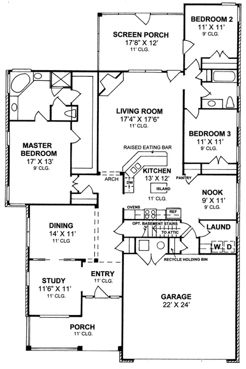 Floor Plan First Story of Country Plan #178-1205