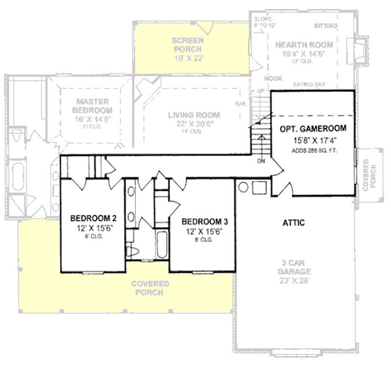 Floor Plan Second Story of Country Plan #178-1206
