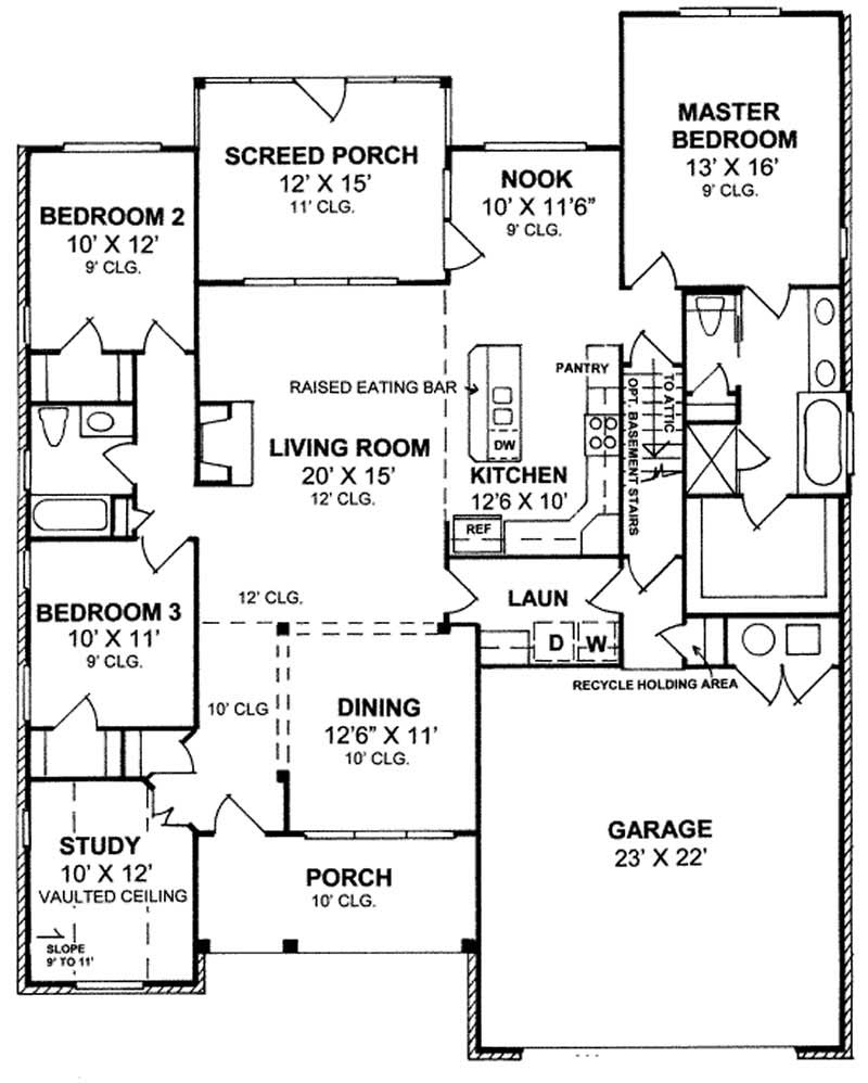 Floor Plan First Story of Cape Cod Plan #178-1207