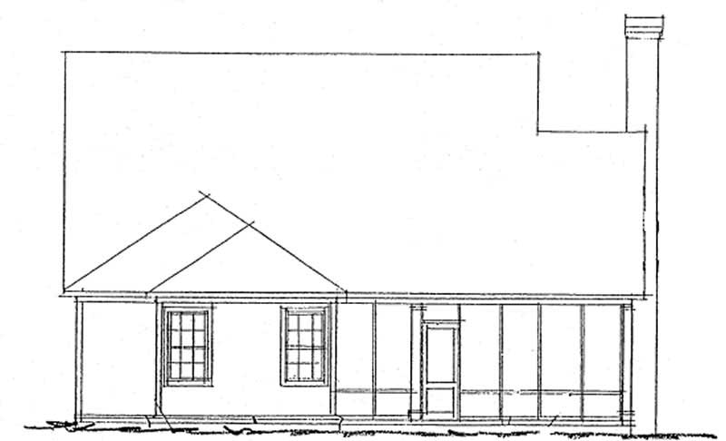 Home Plan Rear Elevation of this 2-Bedroom,1425 Sq Ft Plan -178-1208