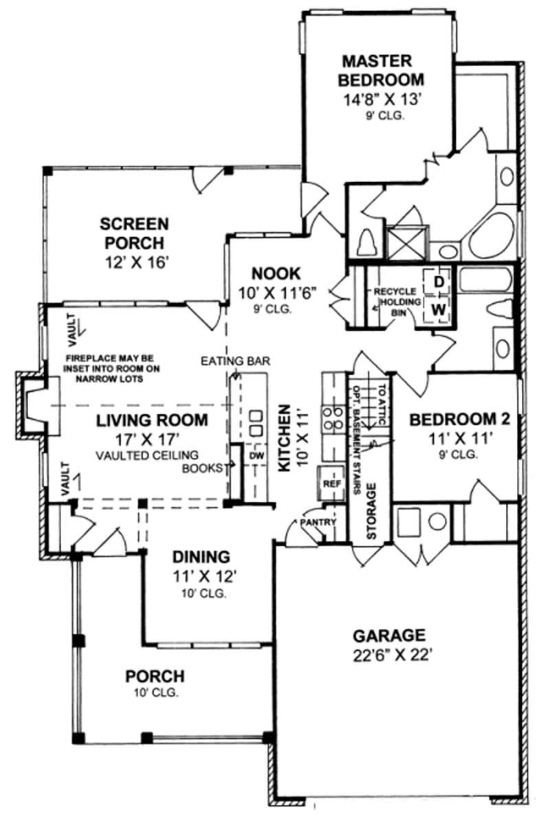 Floor Plan First Story of Cape Cod Plan #178-1208