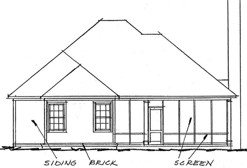 Home Plan Rear Elevation of this 2-Bedroom,1425 Sq Ft Plan -178-1209