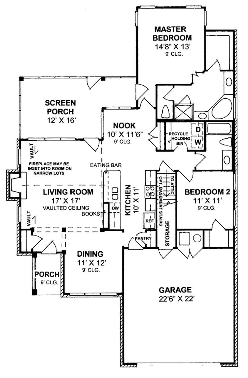 Floor Plan First Story of Ranch Plan #178-1209