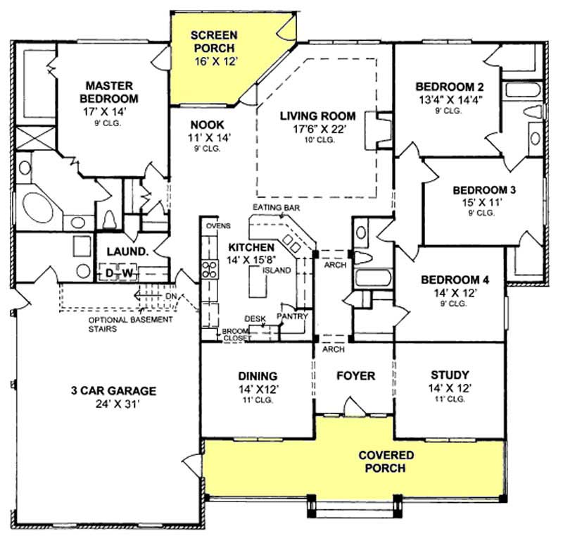 Floor Plan First Story of Traditional Plan #178-1211