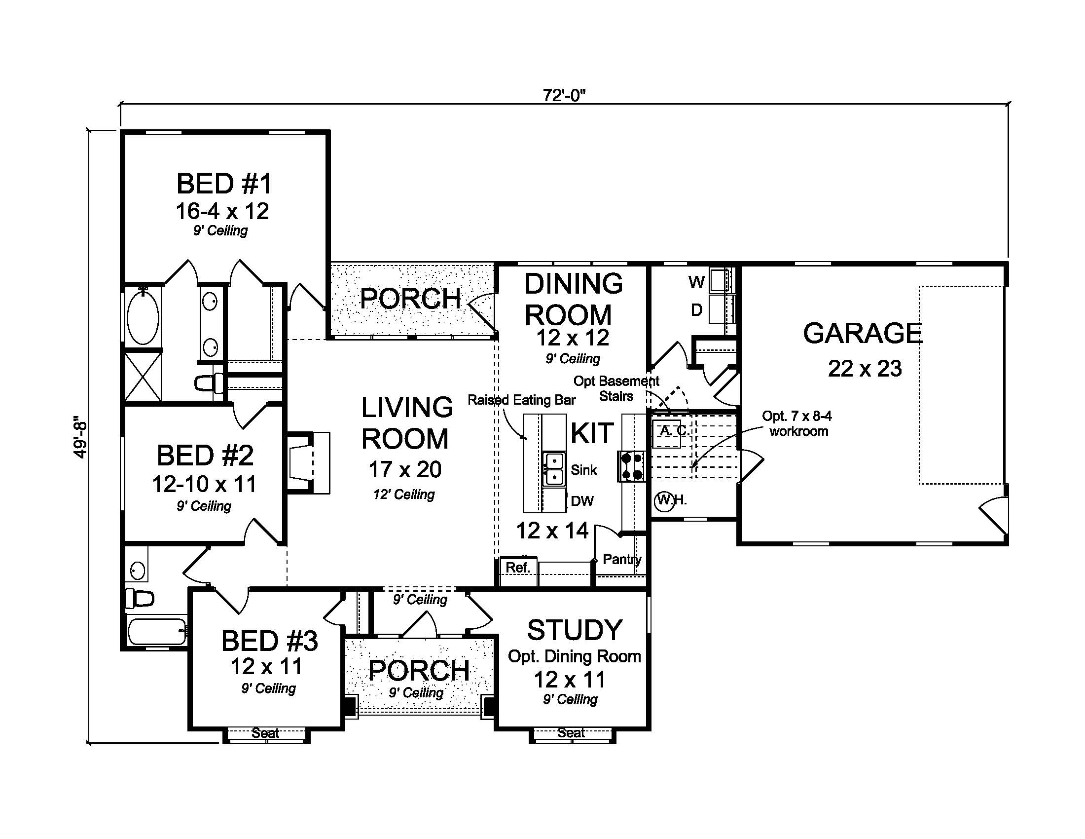 Floor Plan First Story of Cottage Plan #178-1212
