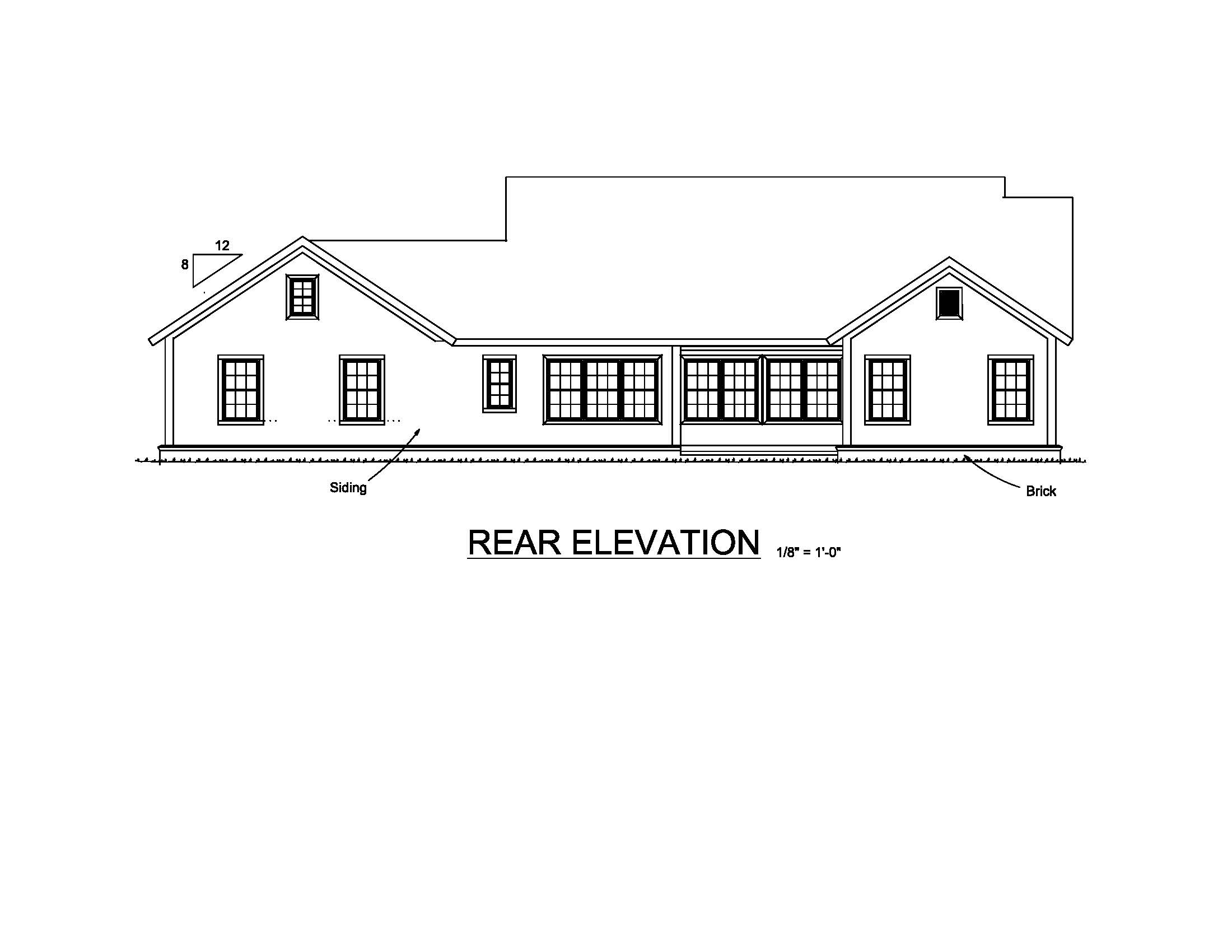 Home Plan Rear Elevation of this 3-Bedroom,1694 Sq Ft Plan -178-1212