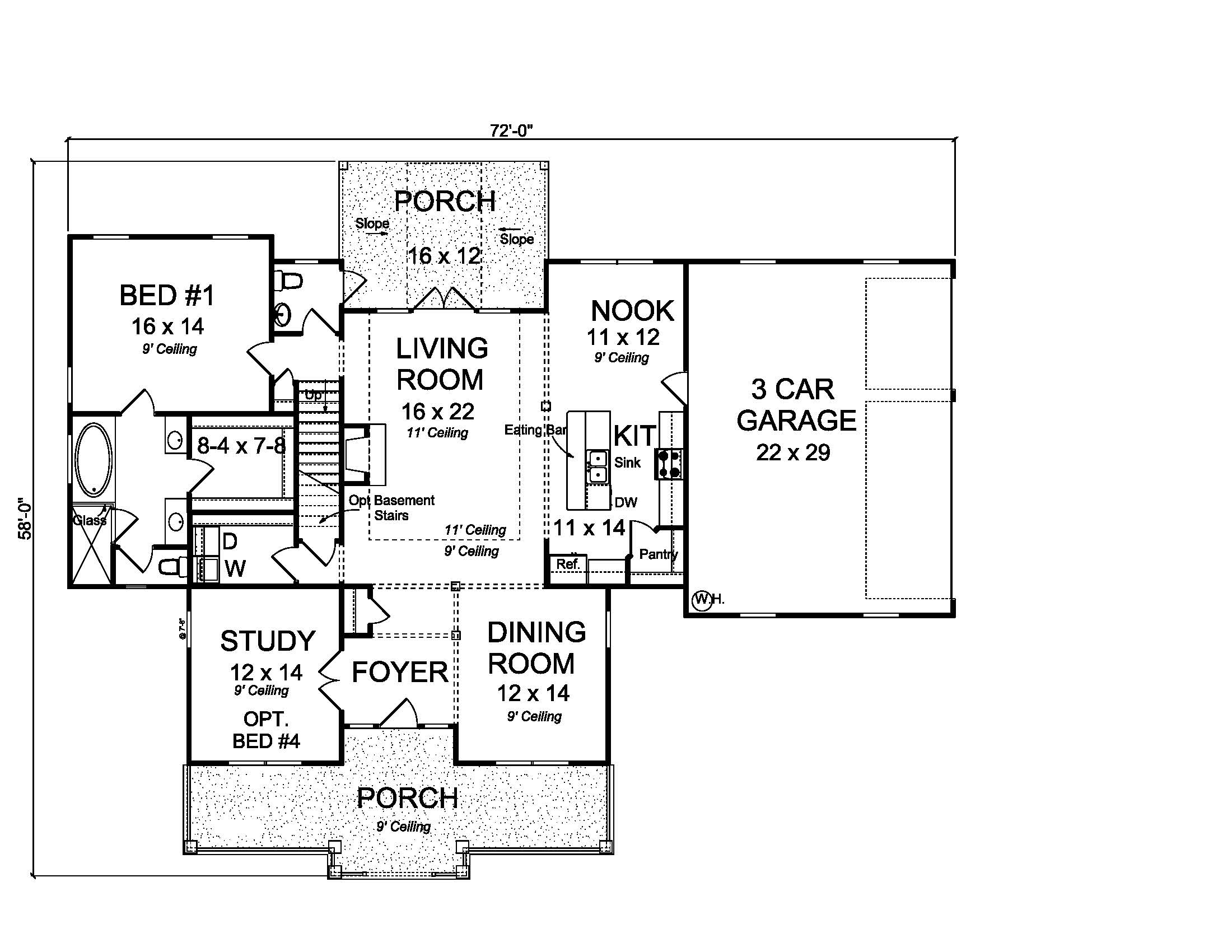 Floor Plan First Story of Cottage Plan #178-1213